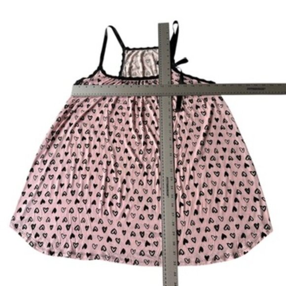 Hanky Panky Pink Black Chemise Nightgown Hearts Bow 1X New WITHOUT Tags - Picture 7 of 9